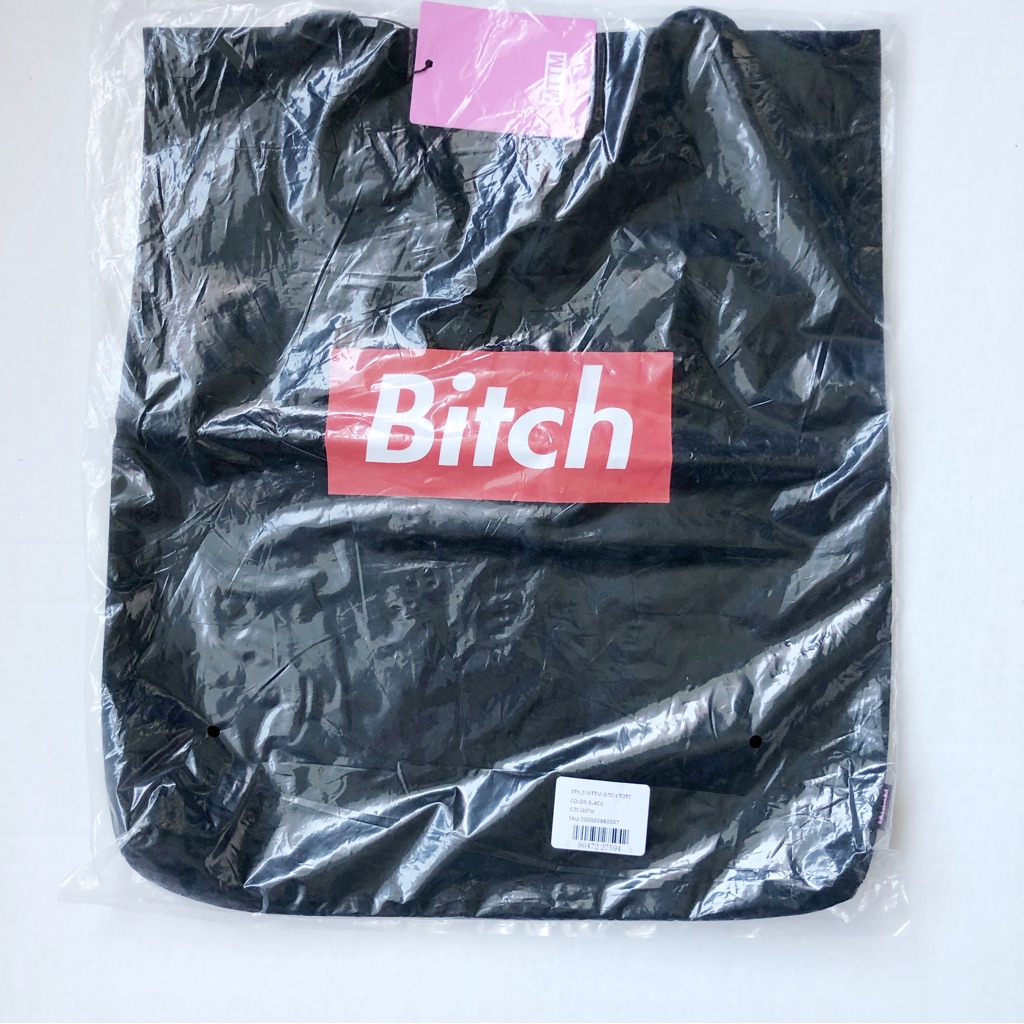 Married To The Mob Bitch Red Block Lettering Black Tote